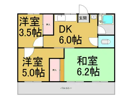 コーポ伊谷(3DK/4階)の間取り写真