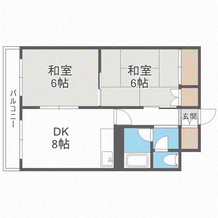 フレクション麻生(2DK/1階)の間取り写真