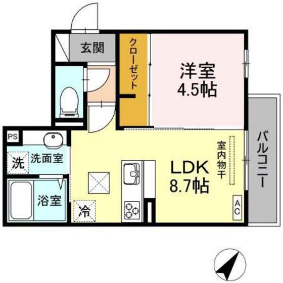 ベローナ(1LDK/1階)の間取り写真