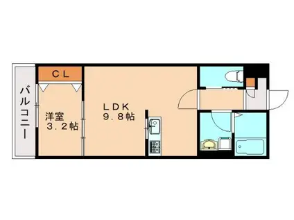 PATINA黒崎(1LDK/2階)の間取り写真