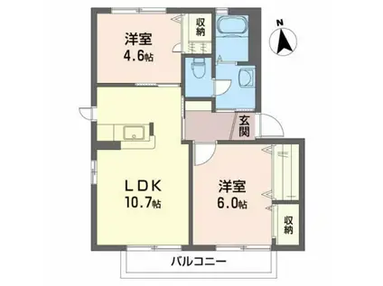 シャインベルA(2LDK/1階)の間取り写真