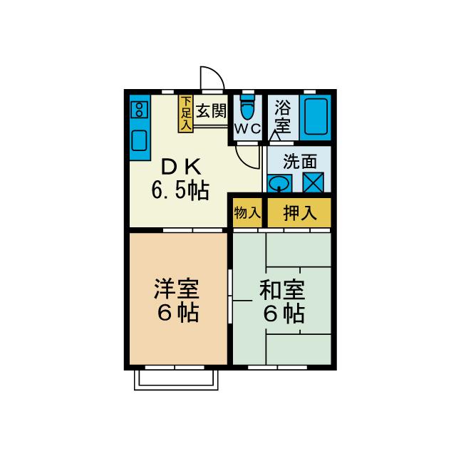 ドエル並木(2DK/2階)の間取り写真
