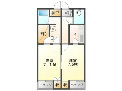 ベルサイユ(2K/1階)の間取り写真
