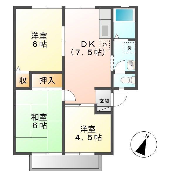 ウィンディア高尾(3DK/1階)の間取り写真
