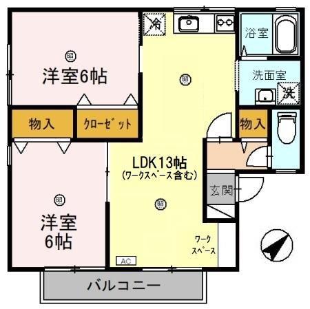 セピアコート(2LDK/2階)の間取り写真