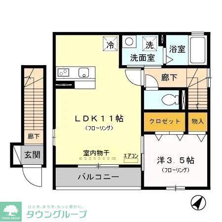 プラセール(1LDK/2階)の間取り写真