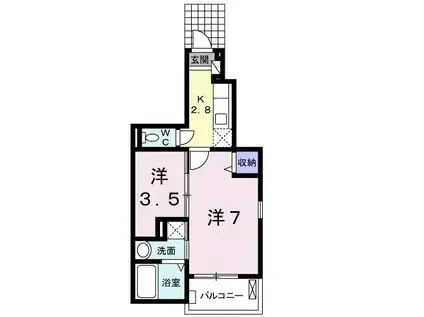 グランデ・フィオーレ(1SK/1階)の間取り写真