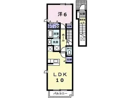 クリスタルコート(1LDK/2階)の間取り写真