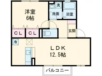 エスペランサ大刀洗II(1LDK/1階)の間取り写真