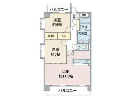 レージュ竜泉(2LDK/1階)の間取り写真