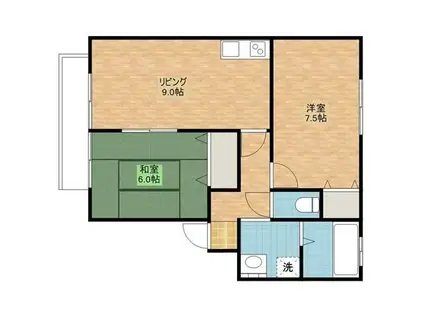 タウンハイツやました(2LDK/1階)の間取り写真