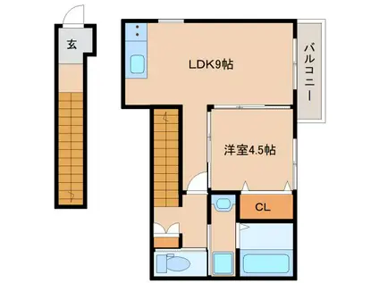 ソレイユビセレクト法蓮町II(1LDK/2階)の間取り写真