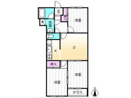 アクシス和宏(3DK/1階)の間取り写真