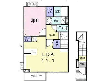 サニー・ヴィラ(1LDK/2階)の間取り写真