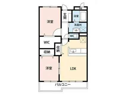 プロフォン・ヴァレ-(2LDK/2階)の間取り写真