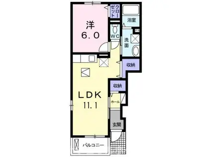 フレッサ・メゾン(1LDK/1階)の間取り写真