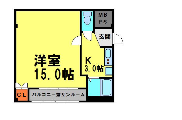 司ビル(1K/2階)の間取り写真