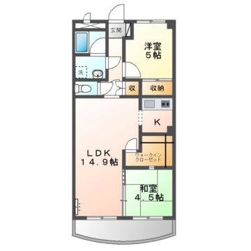 プルメリアイズシ(2LDK/2階)の間取り写真