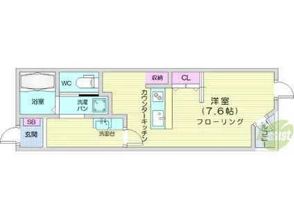 仙台市地下鉄南北線 泉中央駅 徒歩99分 2階建 築8年(ワンルーム/1階)の間取り写真
