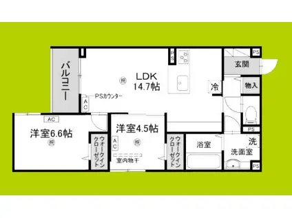 ARMOJOUR MATIN(2LDK/2階)の間取り写真