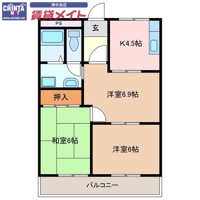 メゾンエスポア(3K/2階)の間取り写真