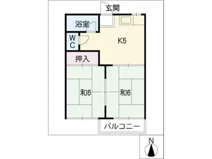 グリーンハイツ細畑(2K/2階)の間取り写真