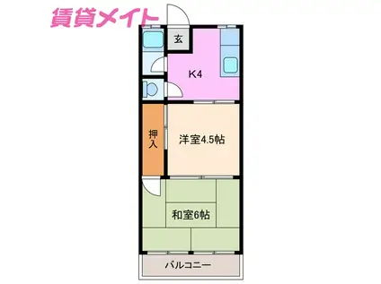 三鈴アパート(2DK/1階)の間取り写真
