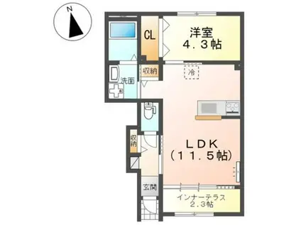 ラ メゾンあけぼのII(1LDK/1階)の間取り写真