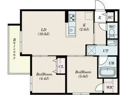 S-RESIDENCE北円山ALESIA(2LDK/1階)の間取り写真