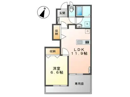 カーサボヌール(1LDK/1階)の間取り写真