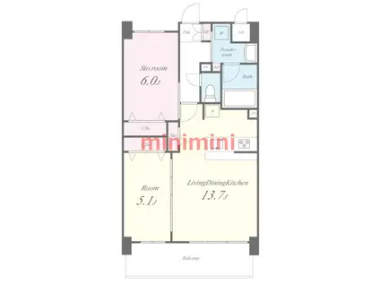 グランコート高槻(2LDK/4階)の間取り写真