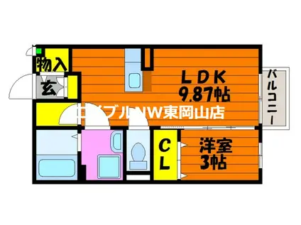 セジュール瀬戸下B棟(1LDK/1階)の間取り写真