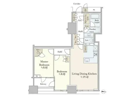 三田ガーデンヒルズ イーストヒル(2LDK/5階)の間取り写真