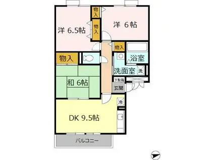 アゼリア21(3DK/1階)の間取り写真