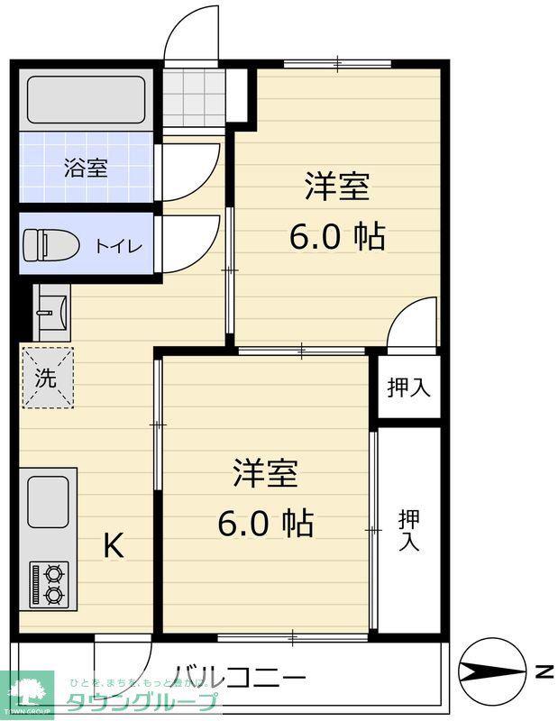 島村マンション(2K/5階)の間取り写真