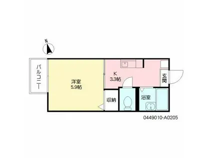 サンシャイン(1K/2階)の間取り写真