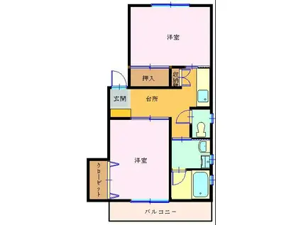 SUNハイツ102(2DK/1階)の間取り写真