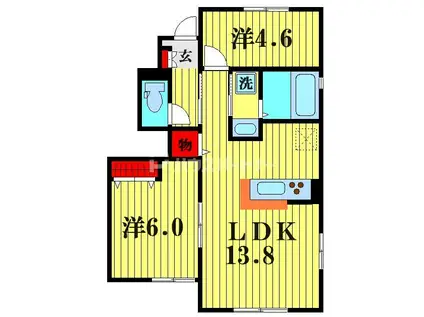 ソフィアおおたかの森B(2LDK/1階)の間取り写真
