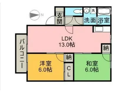 シーサイドセジュール(2LDK/1階)の間取り写真