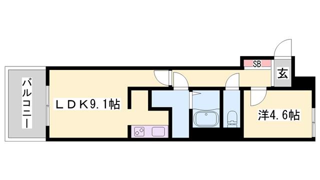 サンプット東仲ノ町(1LDK/4階)の間取り写真