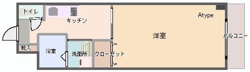 ヴィラほったII(1K/3階)の間取り写真
