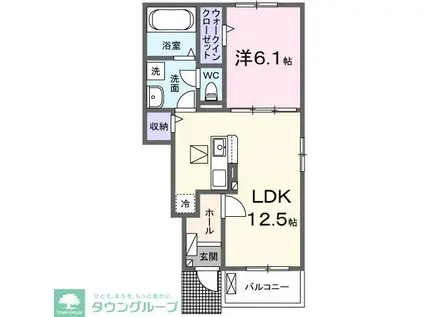 ヒカルサ加須イーストII(1LDK/1階)の間取り写真