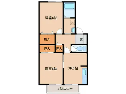 ヒルサイド南星(2K/1階)の間取り写真