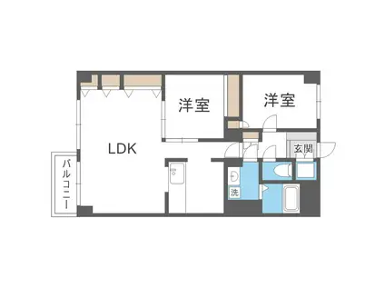 ライオンズマンション24軒第2(2LDK/5階)の間取り写真