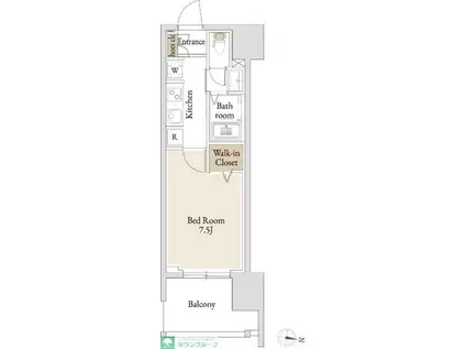 BLESS亀戸(1K/17階)の間取り写真