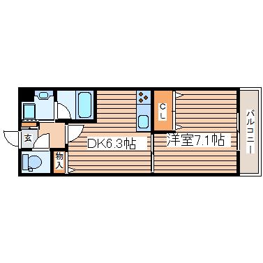 アケサンマンション(1DK/1階)の間取り写真