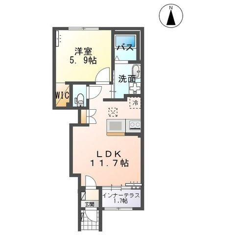 イリアス(1LDK/1階)の間取り写真