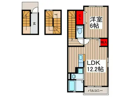 プライムコート芝西(1LDK/1階)の間取り写真