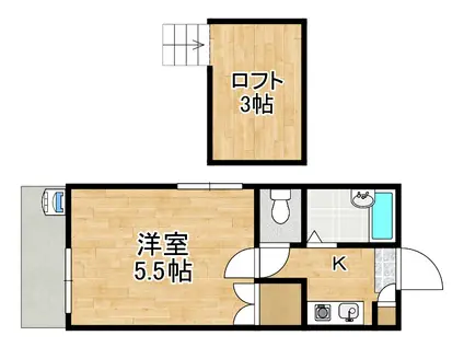 ビエラ庭瀬(1K/2階)の間取り写真