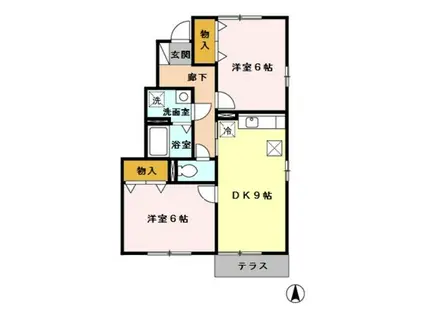 エスポワールみなみ野B(2DK/1階)の間取り写真